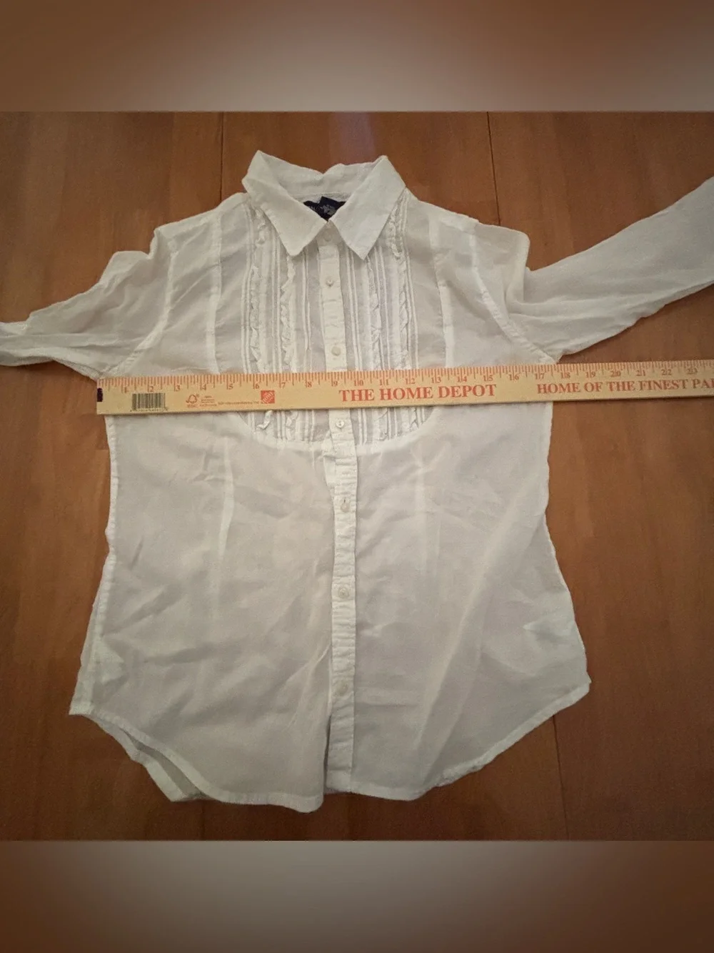 Ralph Lauren White 100% Cotton Button-down  Ruffled Shirt ~ Child’s Size 16